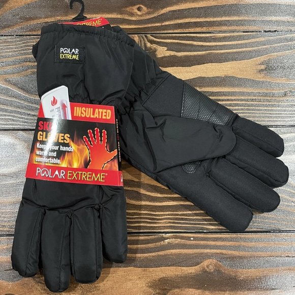Polar Extreme Accessories Mens One Size Black Insulated Ski Gloves